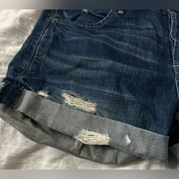Hudson Jean Shorts Womens Waist Blue Dark Wash Denim Cuffed Made In USA Size 27 - Picture 3 of 6